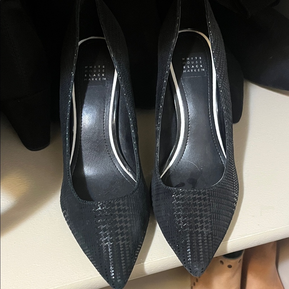 White House Black Market Textured Black Heels